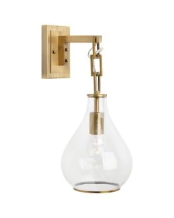 Antique Brass Clear Glass Tear Drop Hanging Wall Sconce -Jamie Young Store loomlan antique brass clear glass tear drop hanging wall sconce jamie young wall sconces 6 33037949927637