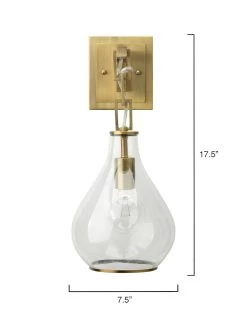 Antique Brass Clear Glass Tear Drop Hanging Wall Sconce -Jamie Young Store loomlan antique brass clear glass tear drop hanging wall sconce jamie young wall sconces 7 33037950025941