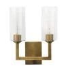 Antique Brass Glass Linear Double Wall Sconce
