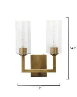 Antique Brass Glass Linear Double Wall Sconce -Jamie Young Store loomlan antique brass glass linear double wall sconce jamie young wall sconces 4 33037936754901