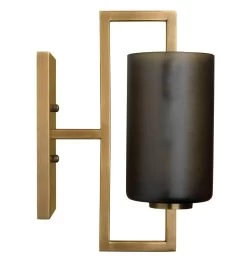 Antique Brass Grey Glass Blueprint Sconce