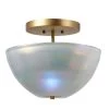 Antique Brass Grey Metallic Glass Vapor Bowl Semi-Flush Mount