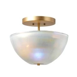 Antique Brass Grey Metallic Glass Vapor Bowl Semi-Flush Mount -Jamie Young Store loomlan antique brass grey metallic glass vapor bowl semi flush mount jamie young flush mounts 4 33038011105493