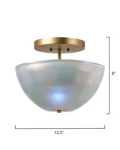Antique Brass Grey Metallic Glass Vapor Bowl Semi-Flush Mount -Jamie Young Store loomlan antique brass grey metallic glass vapor bowl semi flush mount jamie young flush mounts 6 33038011629781