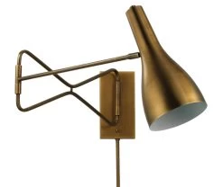 Antique Brass Lenz Swing Arm Wall Sconce