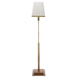 Antique Brass White Linen Jud Floor Lamp