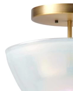 Antique Brass White Metallic Glass Vapor Bowl Semi-Flush Mount -Jamie Young Store loomlan antique brass white metallic glass vapor bowl semi flush mount jamie young flush mounts 4 33038011236565