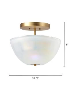 Antique Brass White Metallic Glass Vapor Bowl Semi-Flush Mount -Jamie Young Store loomlan antique brass white metallic glass vapor bowl semi flush mount jamie young flush mounts 6 33038012022997