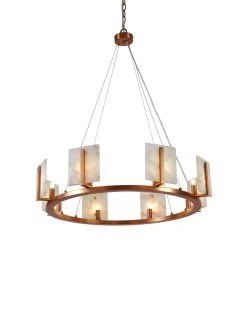 Brass Alabaster Halo Chandelier