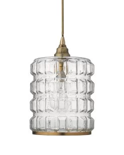 Brass & Clear Textured Glass Madison Pendant