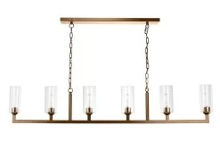 Brass & Glass Dining Room Linear 6 Light Chandelier
