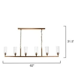 Brass & Glass Dining Room Linear 6 Light Chandelier -Jamie Young Store loomlan brass and glass dining room linear 6 light chandelier jamie young chandeliers 8 33037981253845