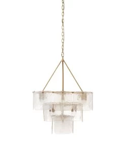 Brass & Glass Foyer Perignon Three Tier Chandelier