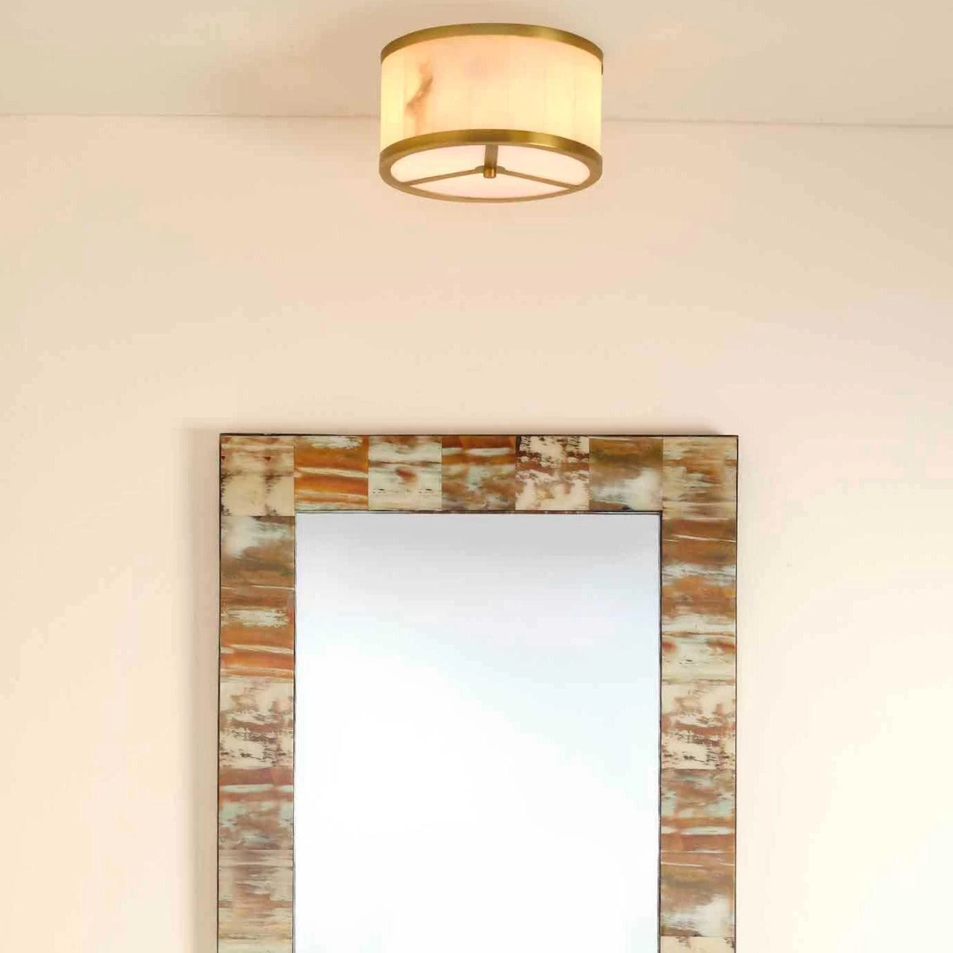 Brass & White Alabaster Small Upsala Flush Mount Ceiling Light 2 Brass & White Alabaster Small Upsala Flush Mount Ceiling Light - Image 2