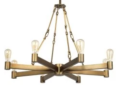 Brass Mid-Century Modern Manchester 8 Light Chandelier