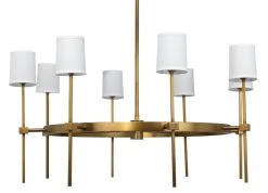 Brass Mid-Century Modern Minerva 8 Light Chandelier