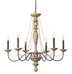 Candle Style Crystal Beads And Wood Core Maybel Chandelier