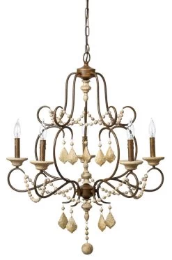 Candle Style Tiered Wood Beads Yellowstone Chandelier