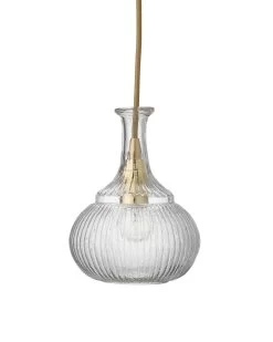 Clear Textured Glass Olive Carafe Pendant