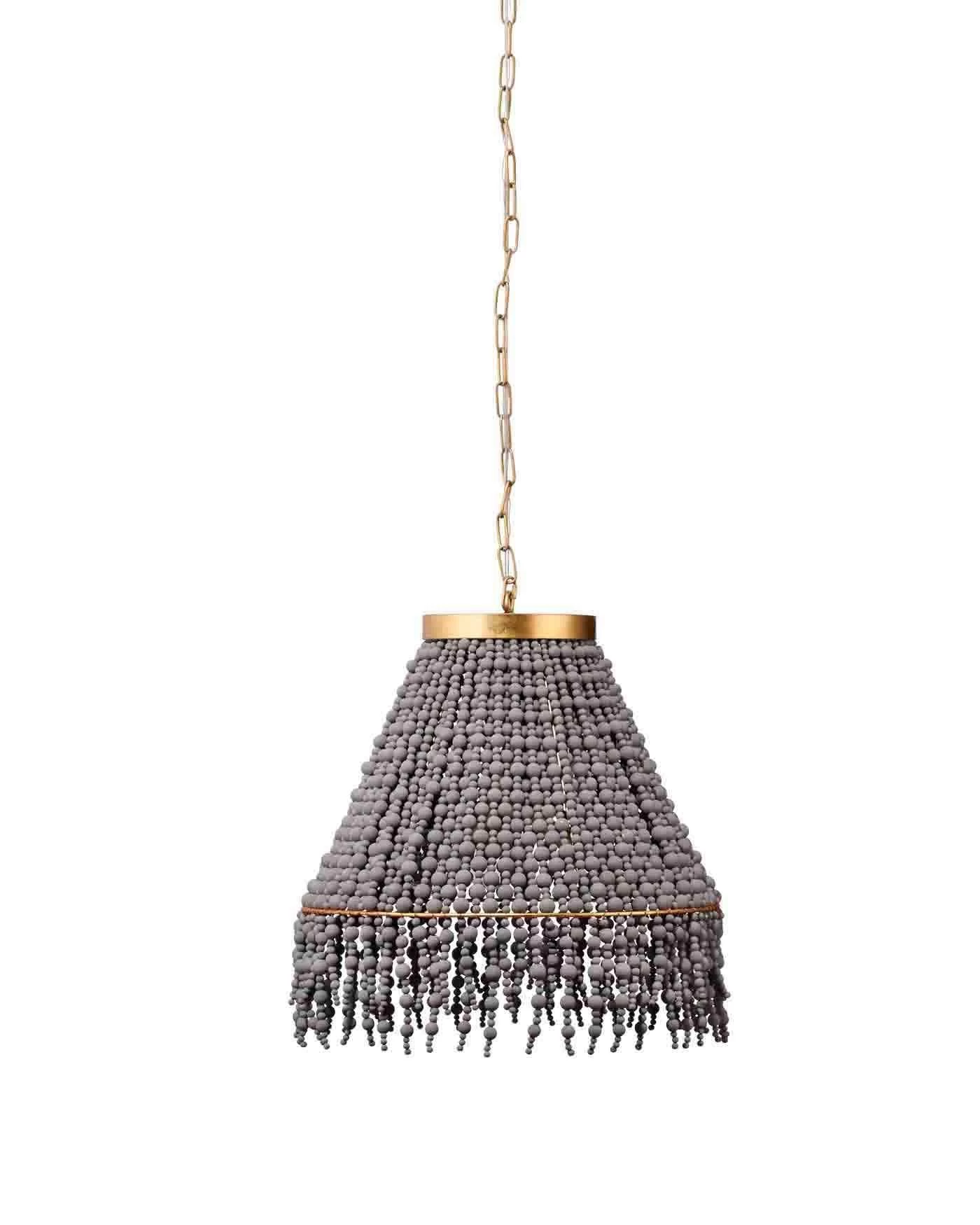 Coastal Style Antique Grey Wood Beaded Cone Chandelier 1 Coastal Style Antique Grey Wood Beaded Cone Chandelier