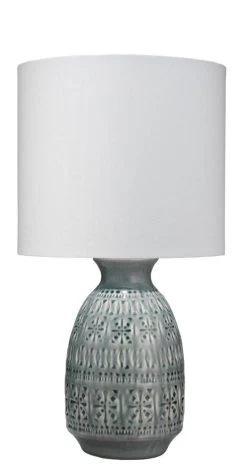 Coastal Style Blue Ceramic Frieze Table Lamp