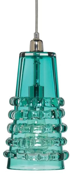 Coastal Style Blue Textured Glass Long Ribbon Pendant