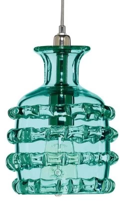 Coastal Style Blue Textured Glass Ribbon Pendant