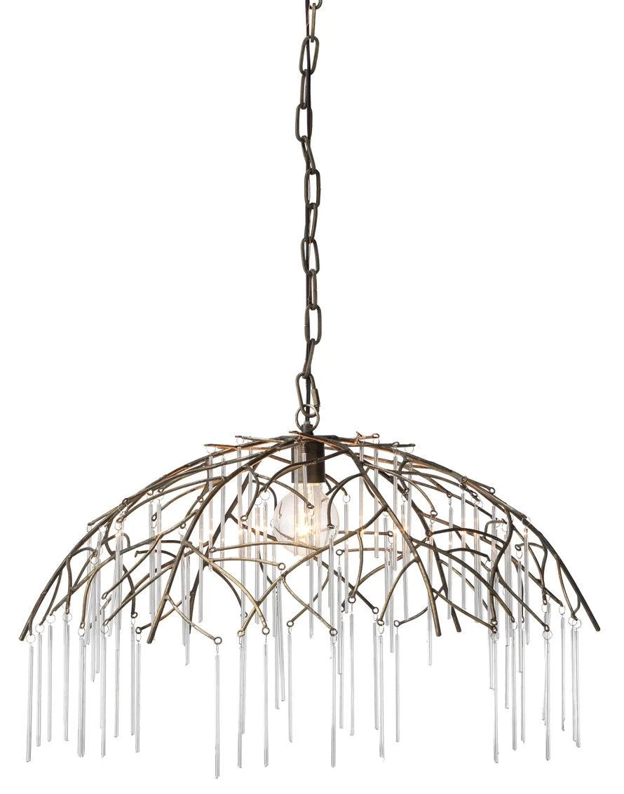 Coastal Style Brass Glass & Glass Vine Pendant 3 Coastal Style Brass Glass & Glass Vine Pendant - Image 3