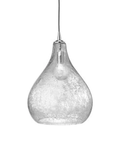 Coastal Style Clear Textured Glass Curved Pendant - Large