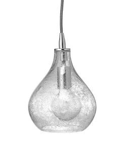 Coastal Style Clear Textured Glass Curved Pendant - Small