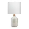 Coastal Style Cream Ceramic Rubber Wood Alice Table Lamp