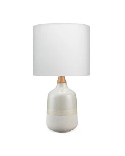 Coastal Style Cream Ceramic Rubber Wood Alice Table Lamp
