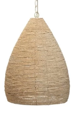 Coastal Style Cream Mango Wood Iron Gulf Steam Pendant