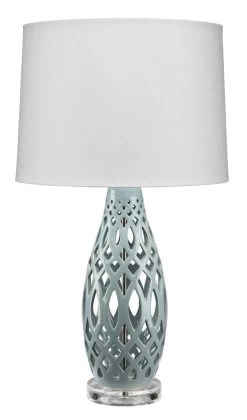 Coastal Style Filigree Light Blue Ceramic Table Lamp