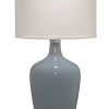 Coastal Style Foggy Grey Glass Plum Jar Table Lamp
