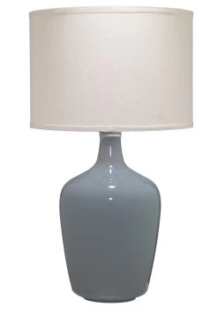 Coastal Style Foggy Grey Glass Plum Jar Table Lamp