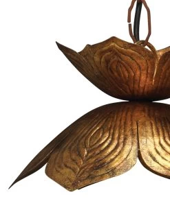 Coastal Style Gold Iron Flowering Lotus Pendant - Small -Jamie Young Store loomlan coastal style gold iron flowering lotus pendant small jamie young pendants 3 33037971194069