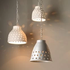 Coastal Style Grey Ceramic Long Perforated Pendant -Jamie Young Store loomlan coastal style grey ceramic long perforated pendant jamie young pendants 3