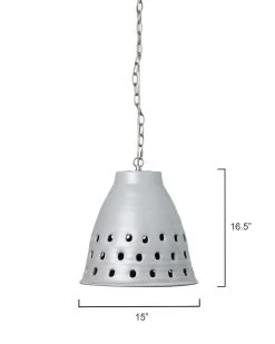 Coastal Style Grey Ceramic Long Perforated Pendant -Jamie Young Store loomlan coastal style grey ceramic long perforated pendant jamie young pendants 4