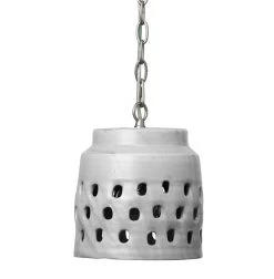 Coastal Style Grey Ceramic Perforated Pendant