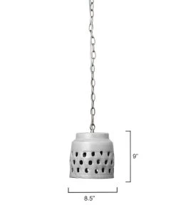 Coastal Style Grey Ceramic Perforated Pendant -Jamie Young Store loomlan coastal style grey ceramic perforated pendant jamie young pendants 4