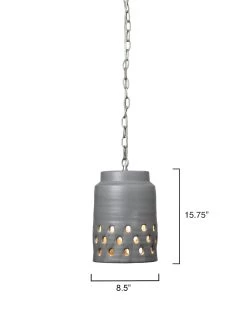 Coastal Style Grey Ceramic Tapered Perforated Pendant -Jamie Young Store loomlan coastal style grey ceramic tapered perforated pendant jamie young pendants 3
