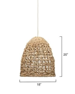 Coastal Style Natural Corn Straw Rope Netted Pendant -Jamie Young Store loomlan coastal style natural corn straw rope netted pendant jamie young pendants 10 33037990559957
