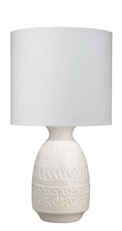 Coastal Style White Ceramic Frieze Table Lamp