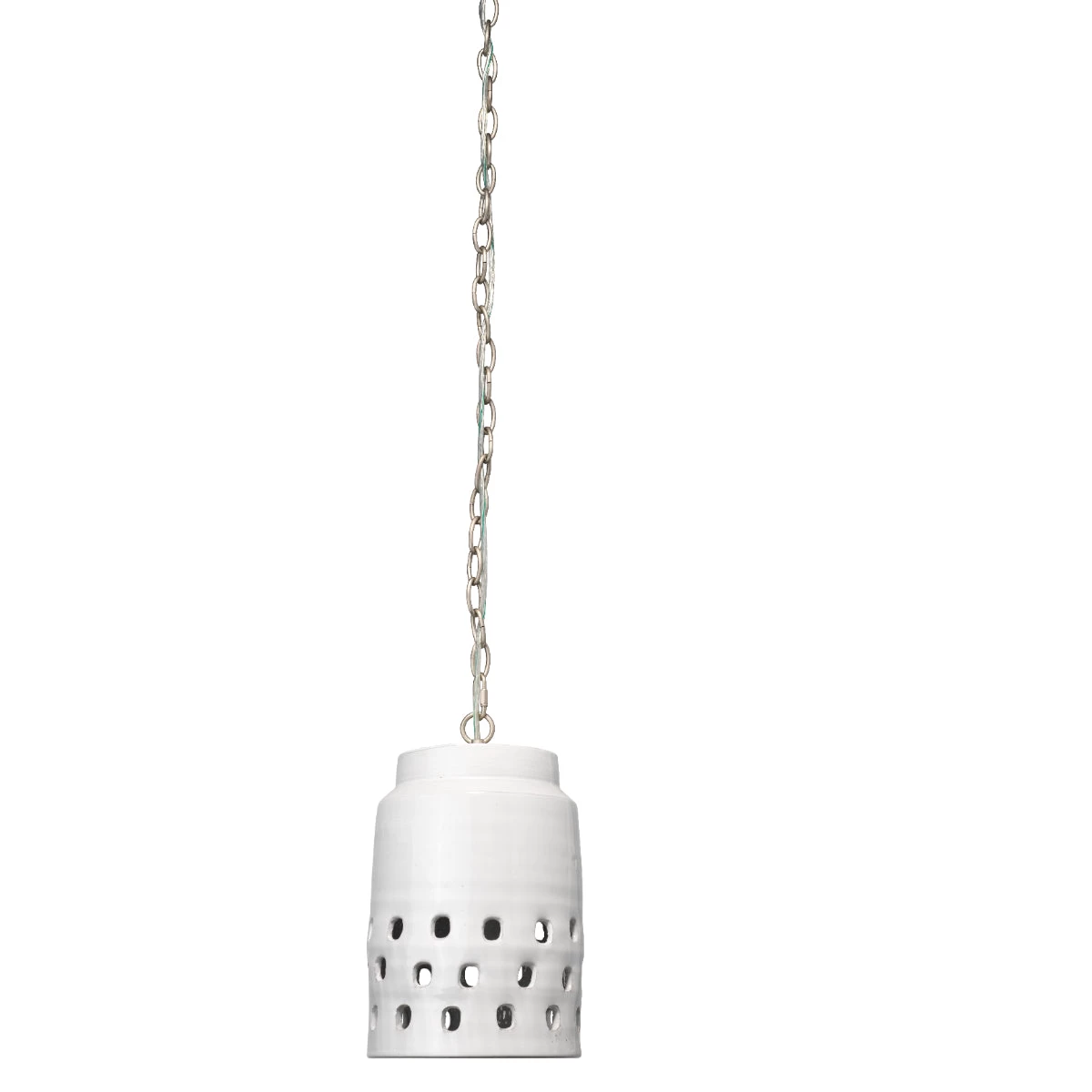 Coastal Style White Ceramic Long Perforated Pendant 1 Coastal Style White Ceramic Long Perforated Pendant