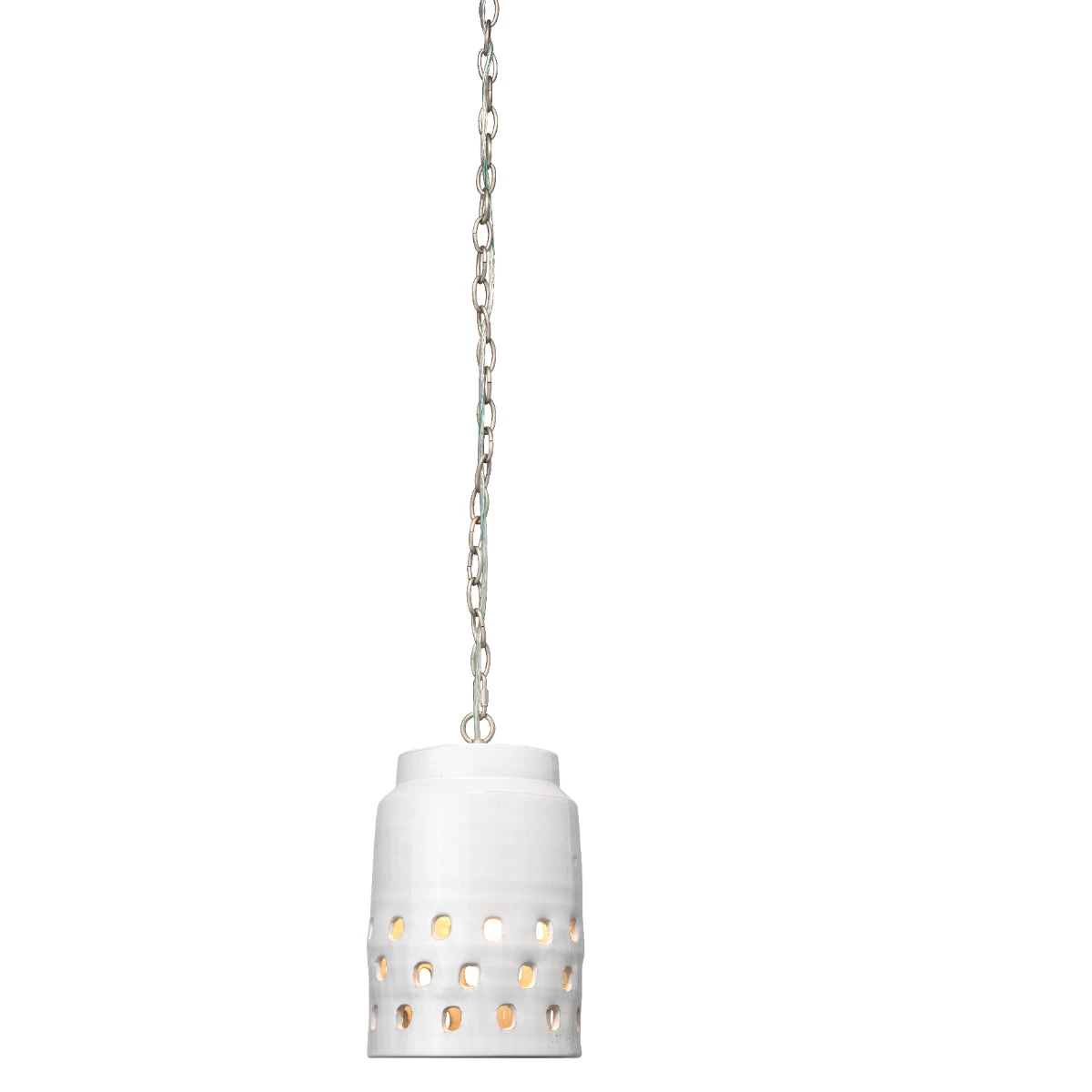 Coastal Style White Ceramic Long Perforated Pendant 2 Coastal Style White Ceramic Long Perforated Pendant - Image 2