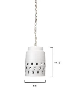 Coastal Style White Ceramic Long Perforated Pendant 8 Coastal Style White Ceramic Long Perforated Pendant -Jamie Young Store loomlan coastal style white ceramic long perforated pendant jamie young pendants 4