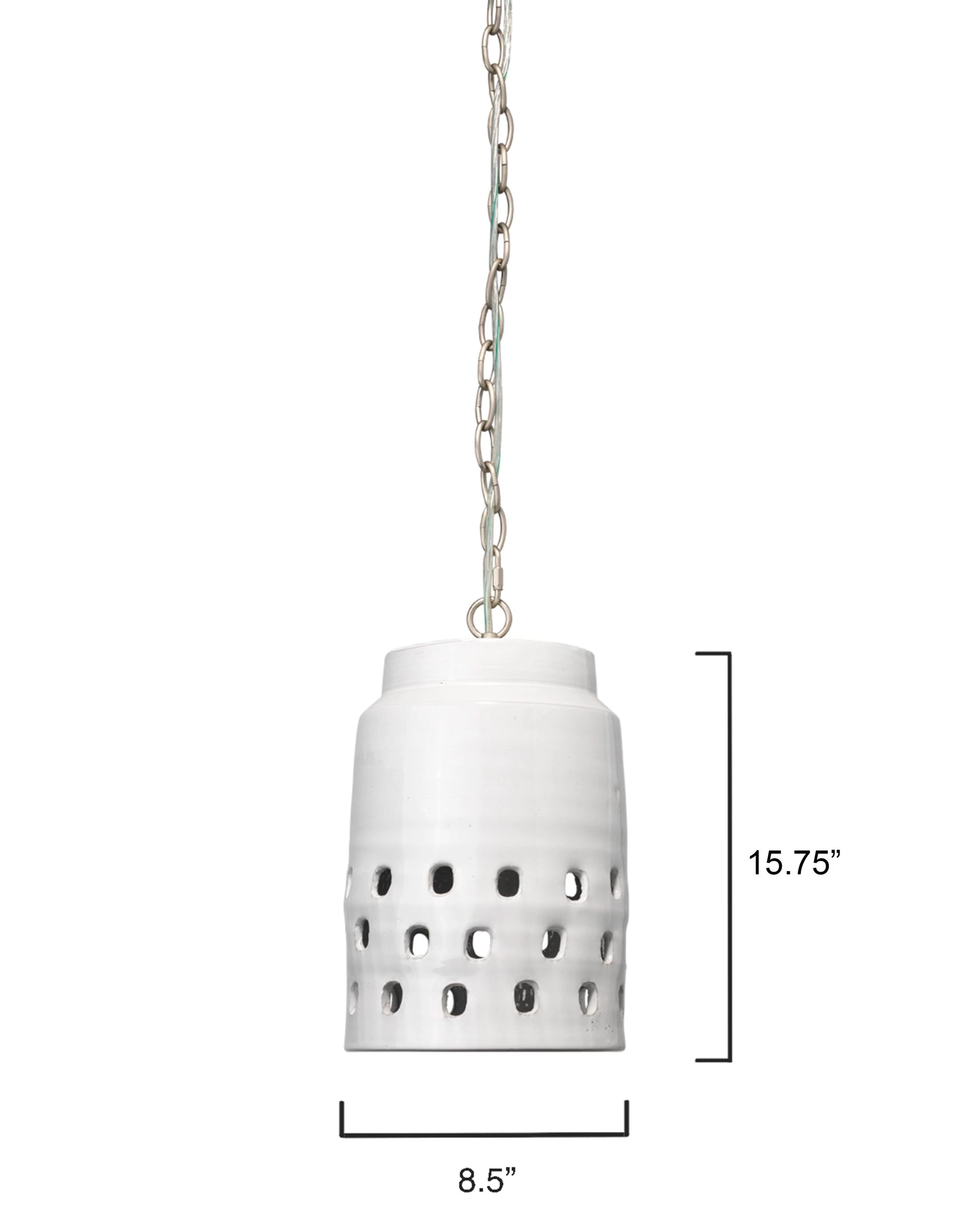 Coastal Style White Ceramic Long Perforated Pendant 4 Coastal Style White Ceramic Long Perforated Pendant - Image 4