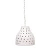 Coastal Style White Ceramic Porous Pendant Large Island Light