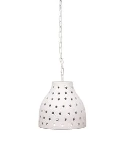 Coastal Style White Ceramic Porous Pendant Large Island Light